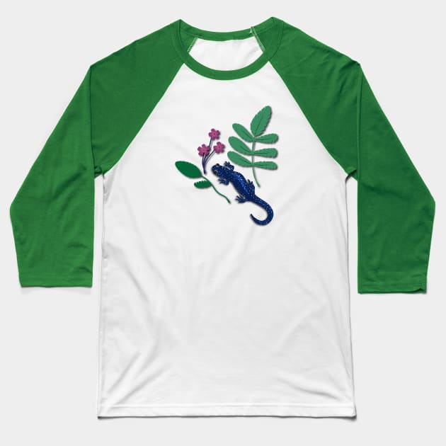 Blue Spotted Salamander Baseball T-Shirt by Jennifer Ladd